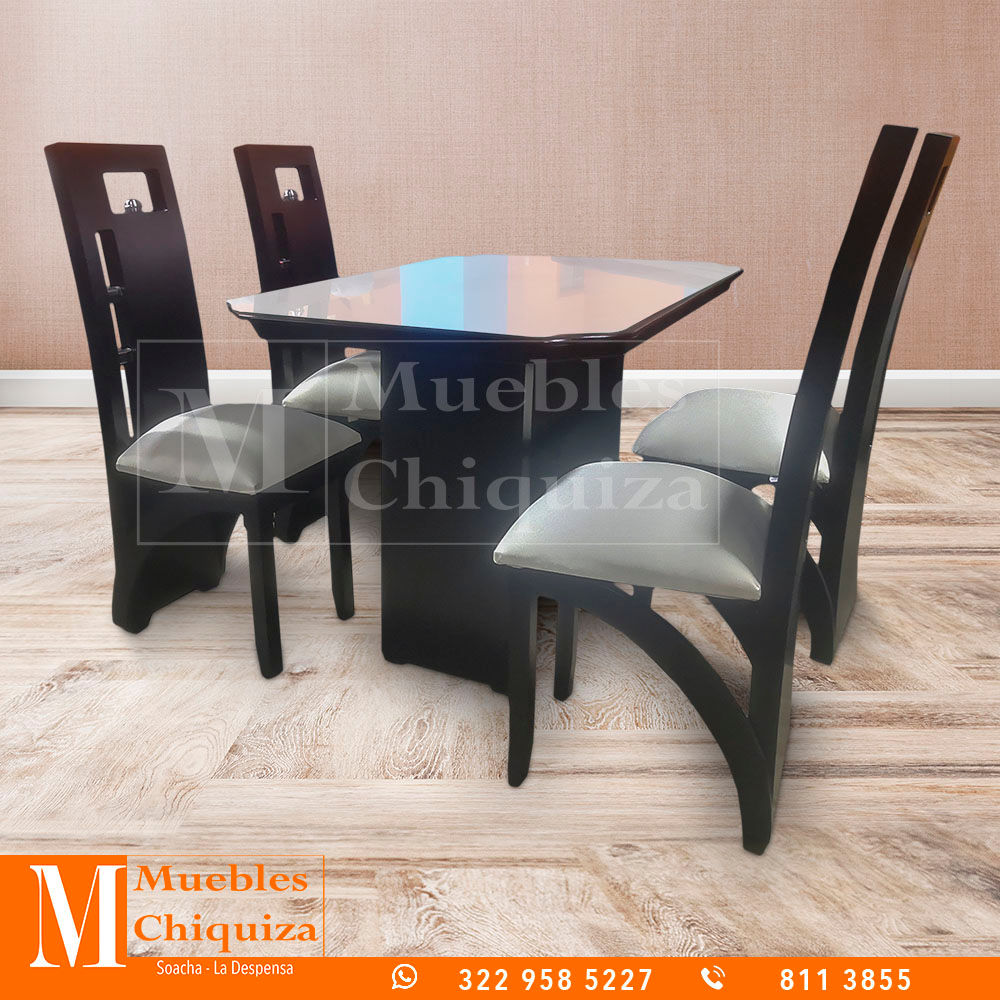 Comedor nogal 4 puestos - espaldar L