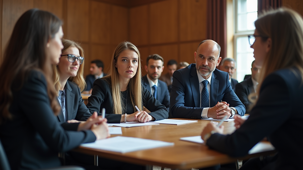 Eye-level view of a diverse group of scholars engaged in a lively discussion