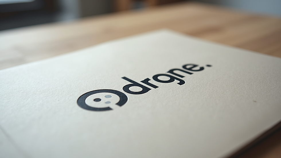 Close-up view of a printed logo on textured paper