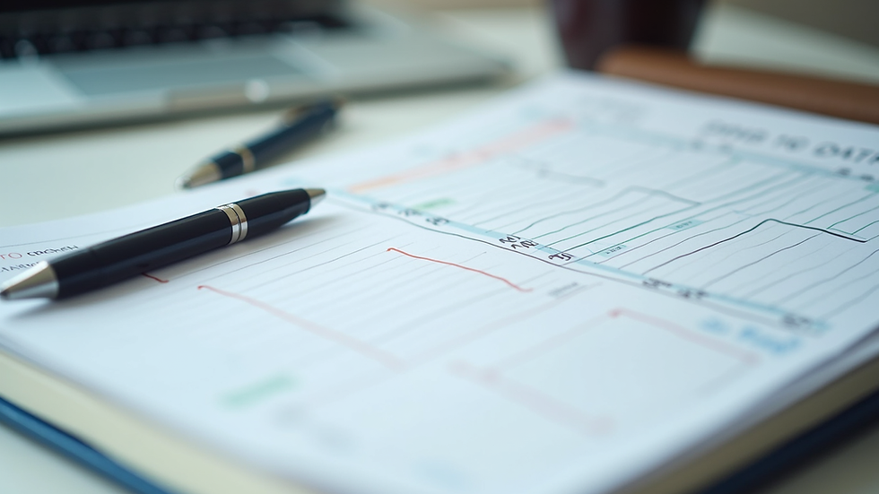 Close-up view of a calendar and checklist on a desk with a pen