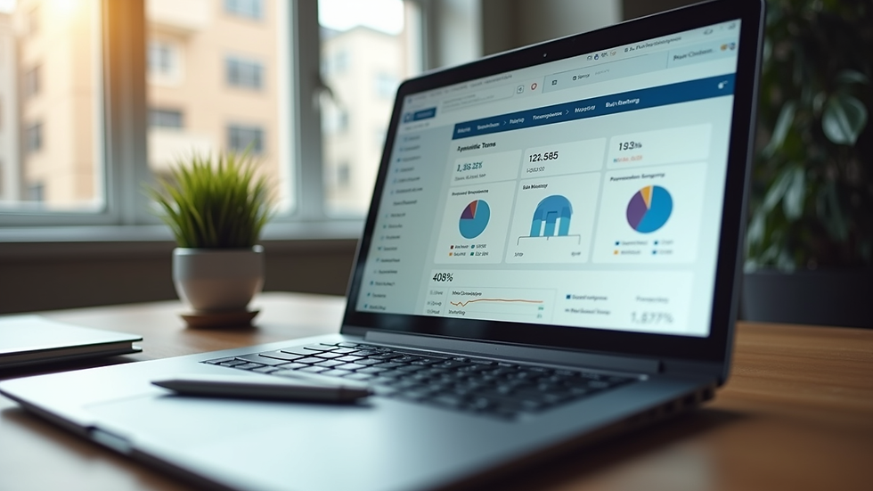 Eye-level view of a laptop screen showing a real estate transaction dashboard