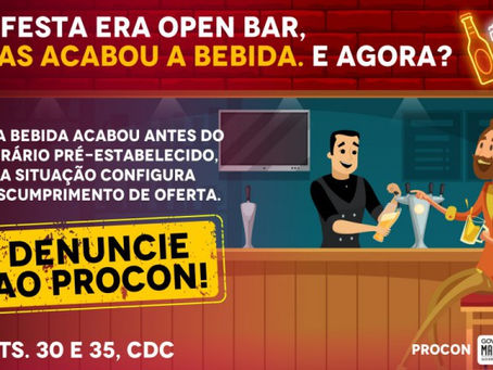 Bebida insuficiente em evento open bar configura descumprimento de oferta