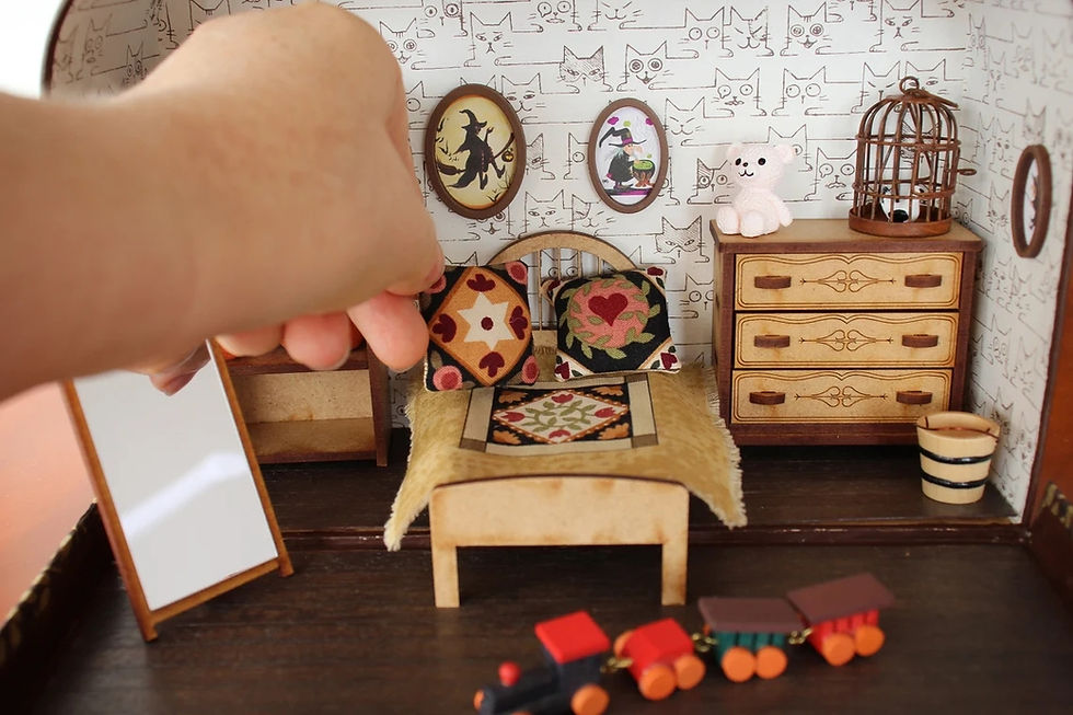 Thumbnail: Miniature dresser for roombox 1-12 & 1-16 scale Kit wooden mini chest of drawer