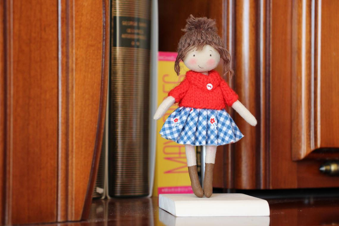 Cute handmade fabric doll full of sun. Mother's day gift. custom cloth doll in library