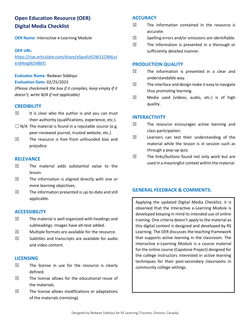OER Digital Media Checklist (Week 7 - Interactive Module)