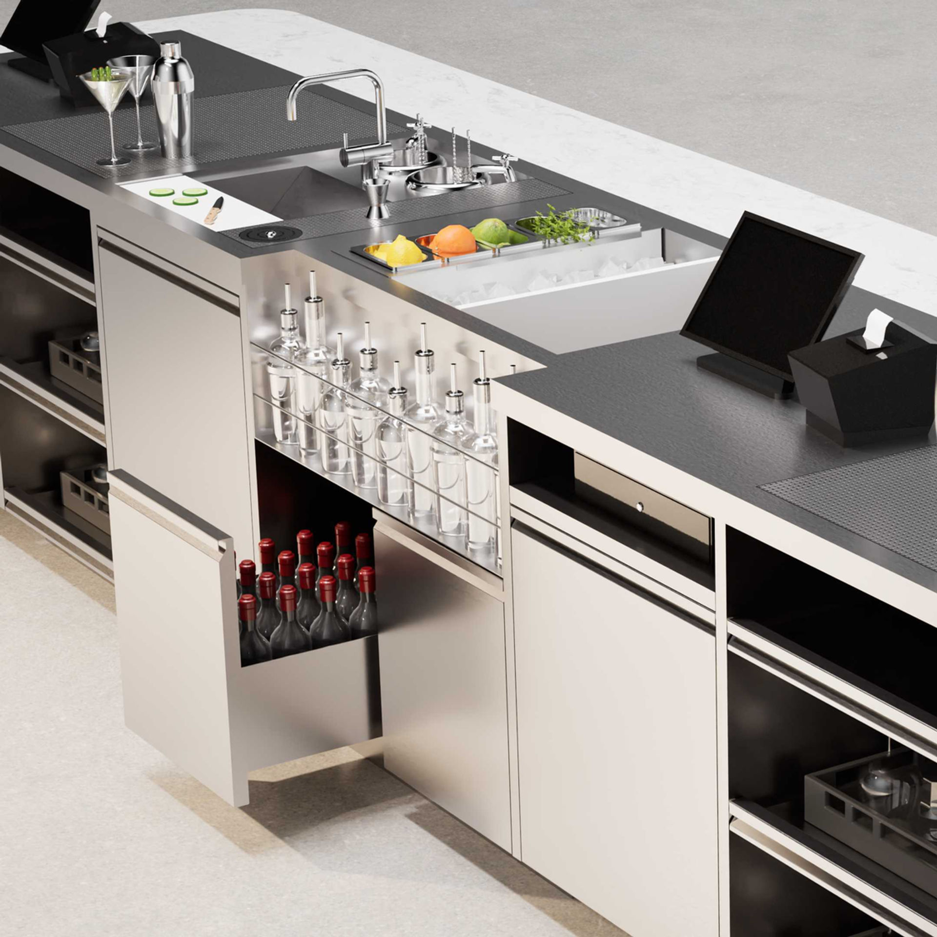 Stainless steel custom cocktail bar