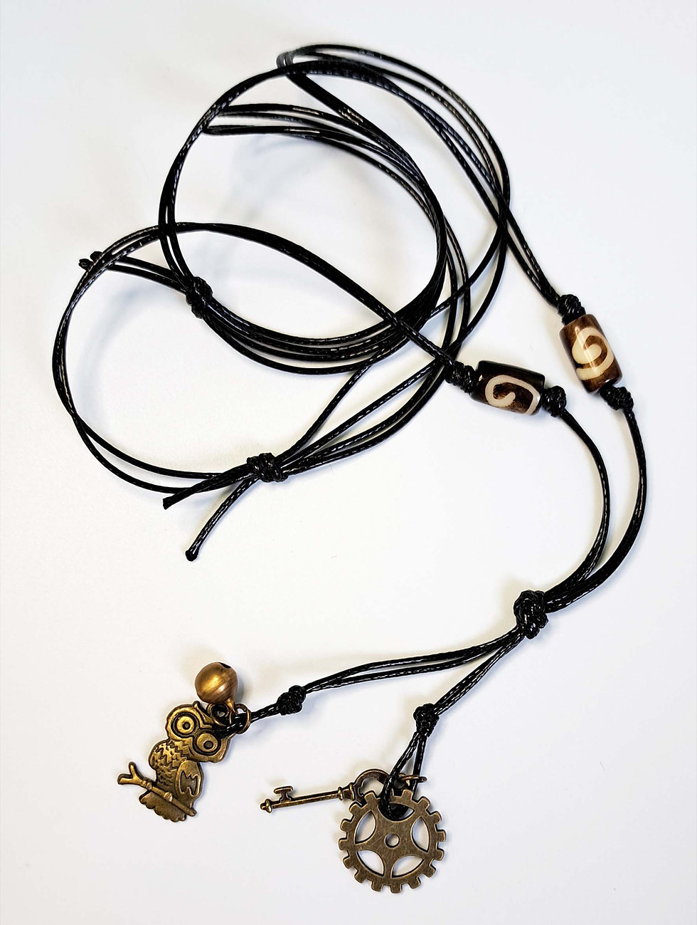 Thumbnail: Necklace Antique metal Owl and Bel