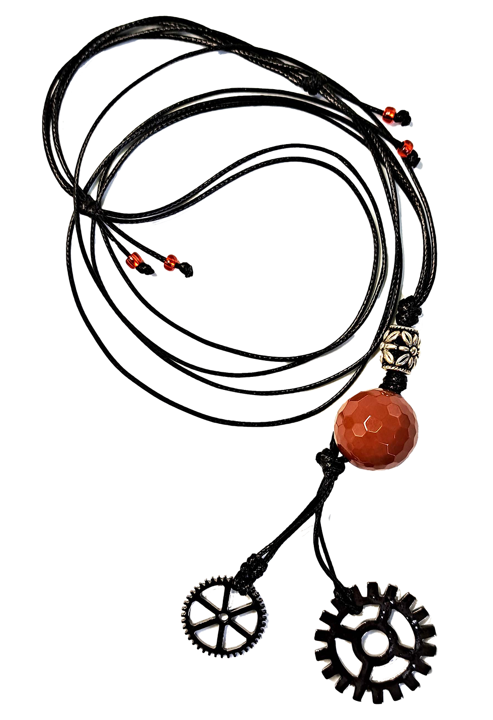 Thumbnail: Necklace Gemstone and alloy cogs