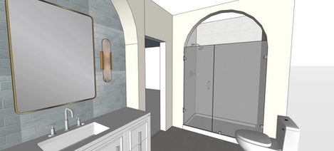 rendering of bathroom remodel with arches