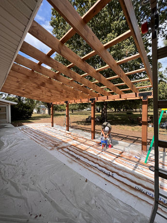 Over framed patio roof