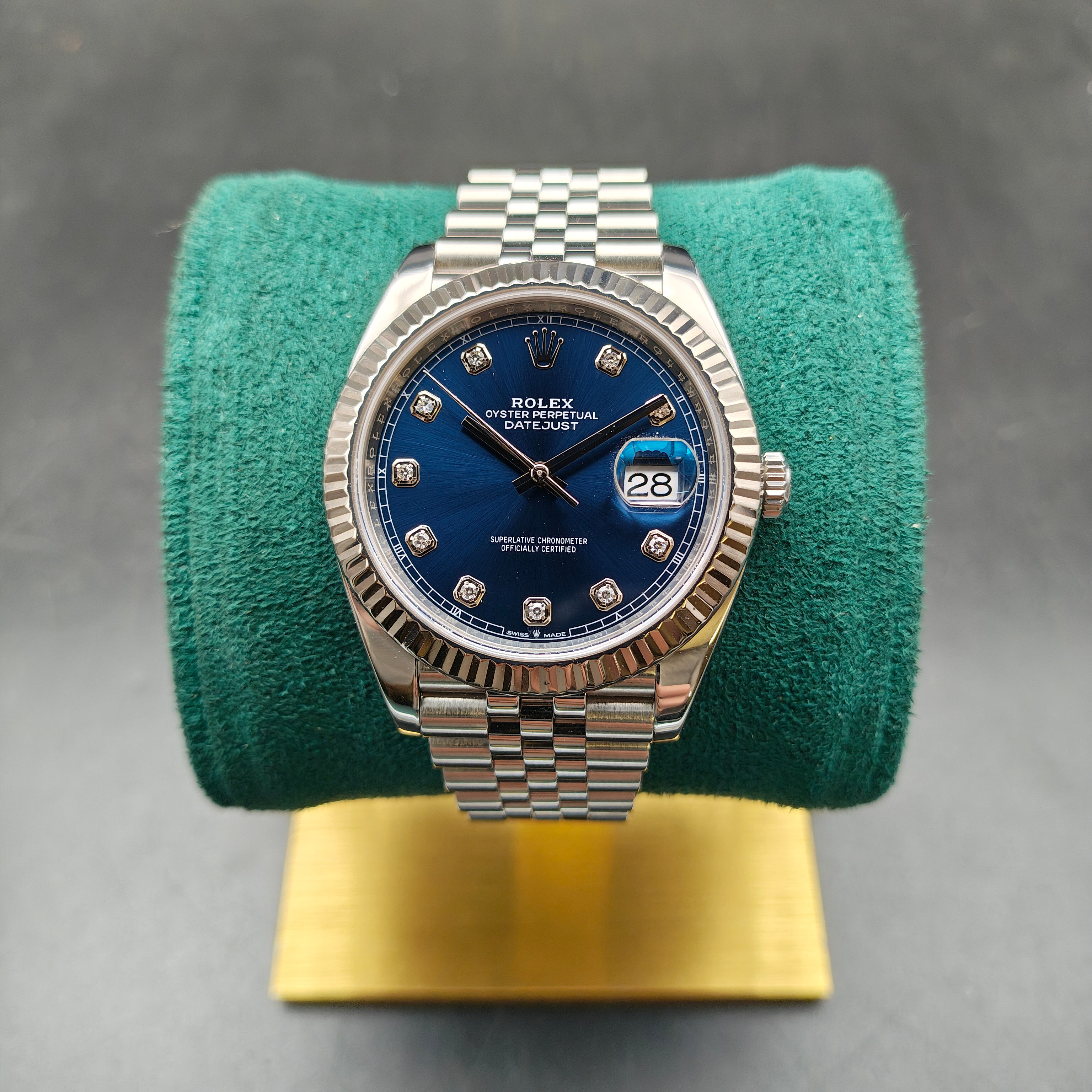 ROLEX DATEJUST 41MM REF.126334 FULL SET 2019 DIAMOND INDEX JUBILEE LUNETTA ORO