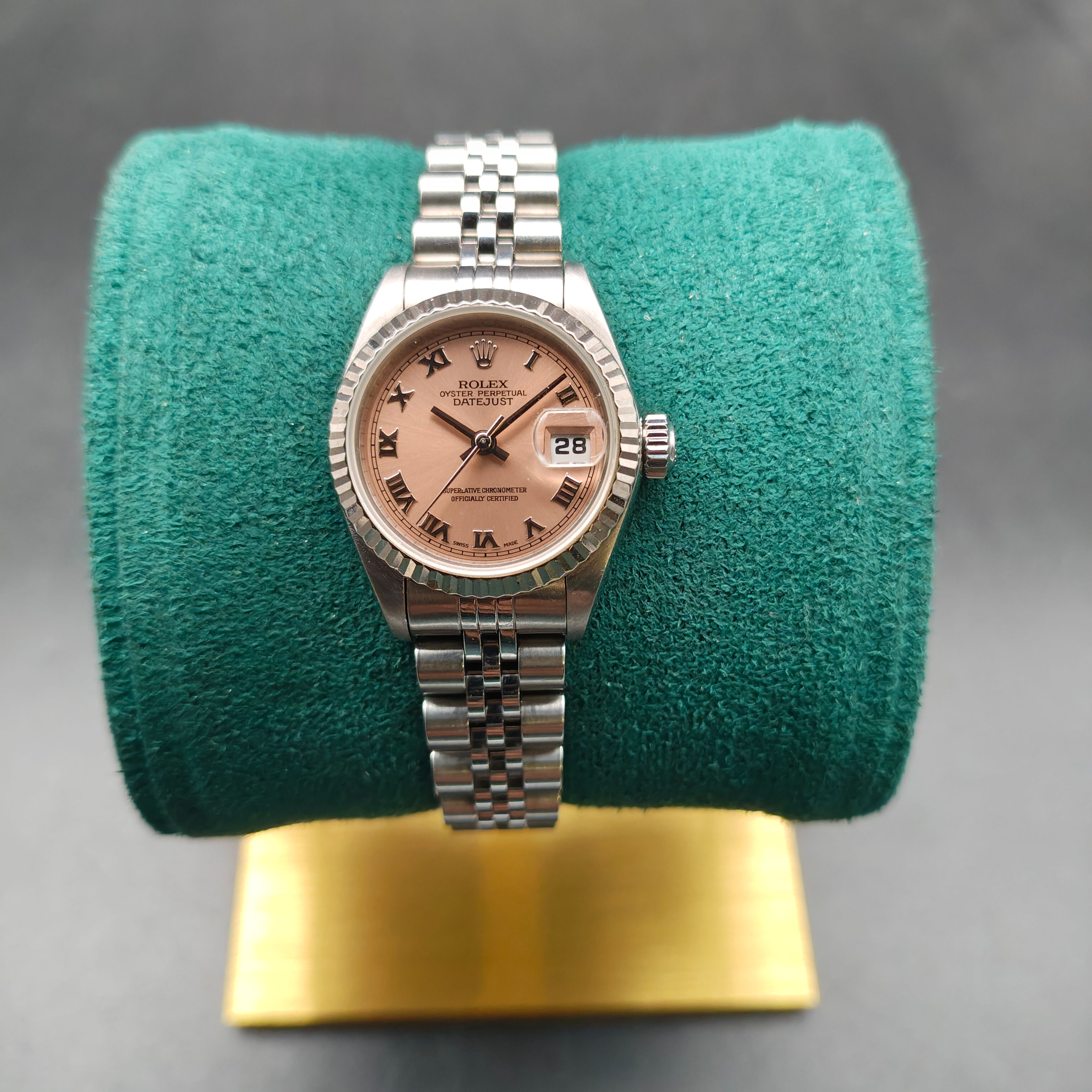 ROLEX DATEJUST 26MM REF.69174 FULL SET 1996 JUBILEE LUNETTA ORO BIANCO PINK DIAL
