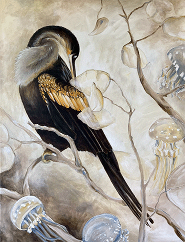 cormorant, bird, kwallen, kwal, branches,