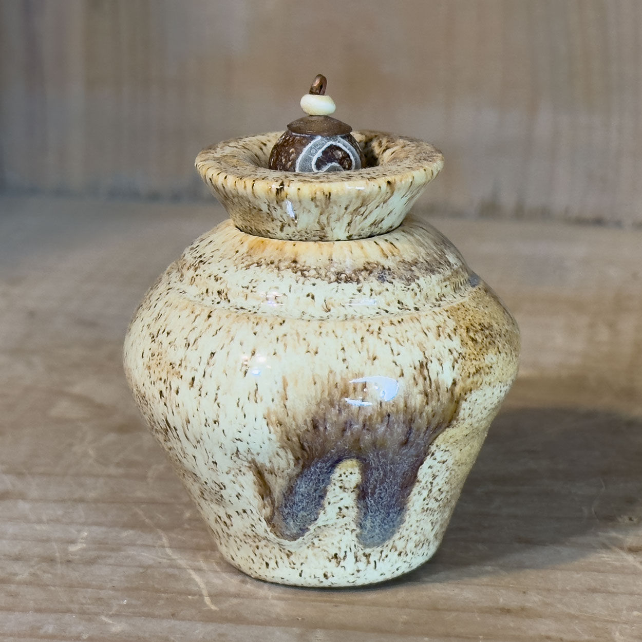 Earthy Jar with Beaded Lid