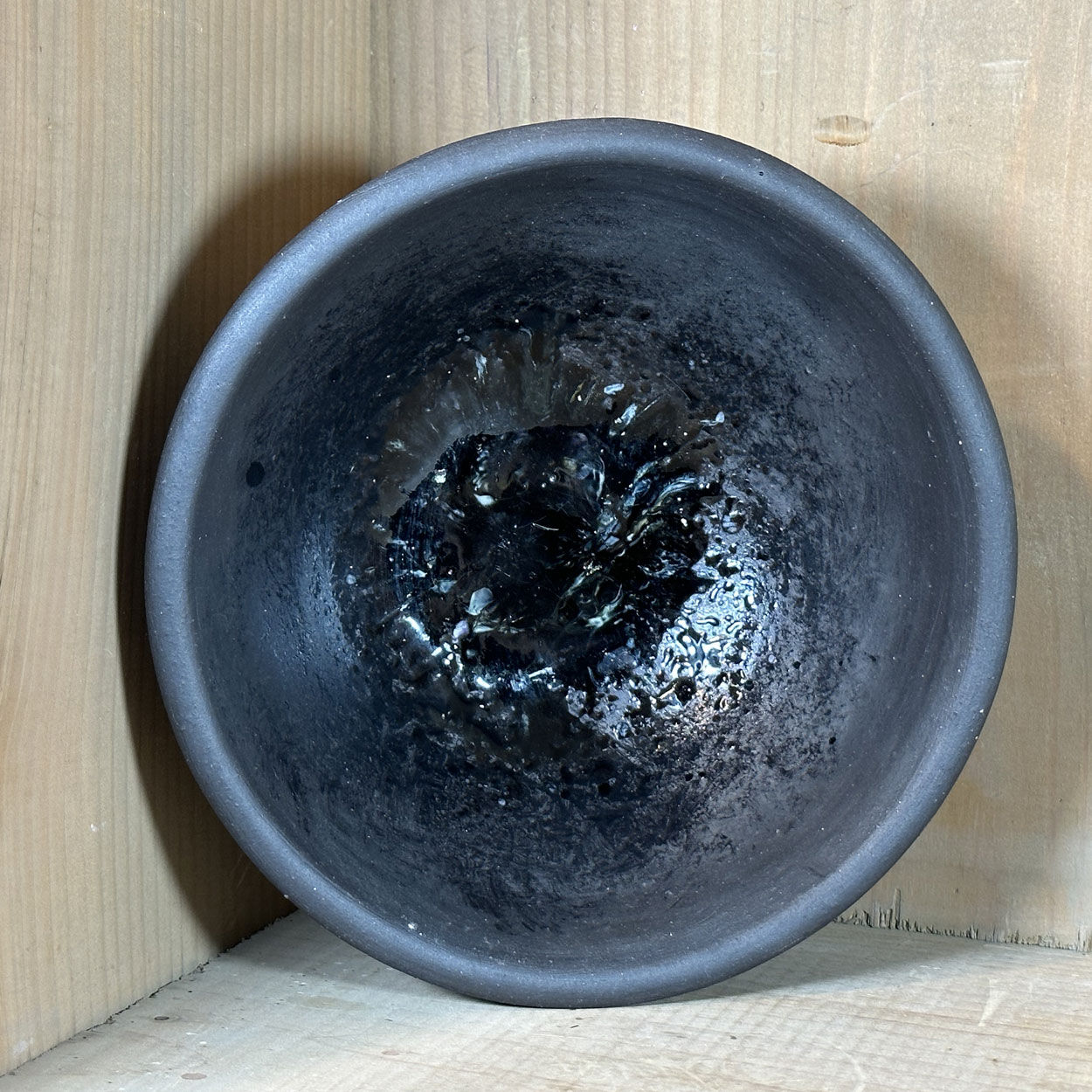Black Clay Bowl with Fused Glass