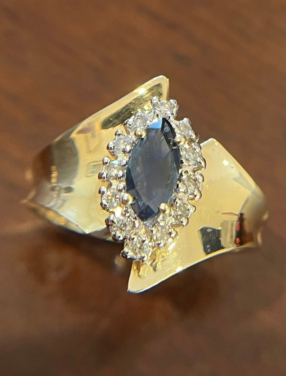Thumbnail: 10CT YELLOW GOLD SAPPHIRE AND DIAMOND RING