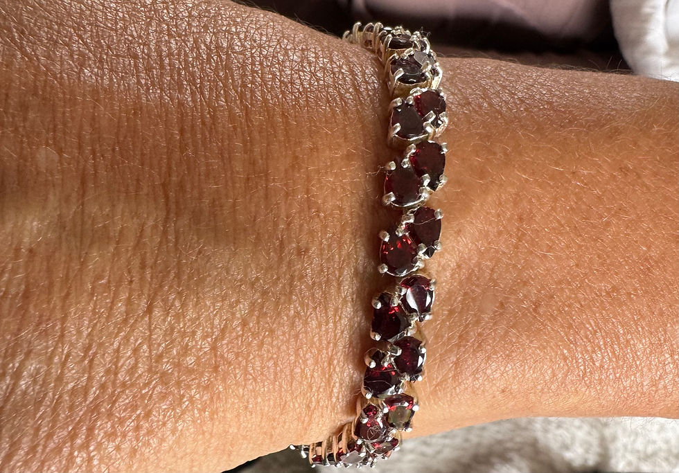 Thumbnail: SILVER DOUBLE ROW GARNET BRACELET 