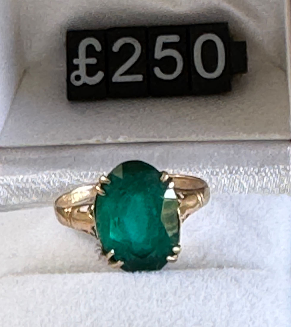 Thumbnail: 9CT YELLOW GOLD ENHANCED EMERALD RING.