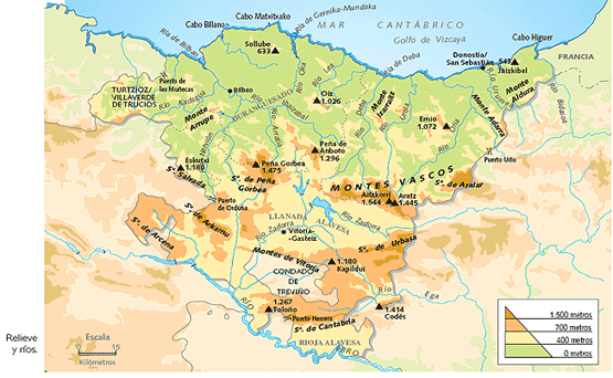 Mapa físico País Vasco