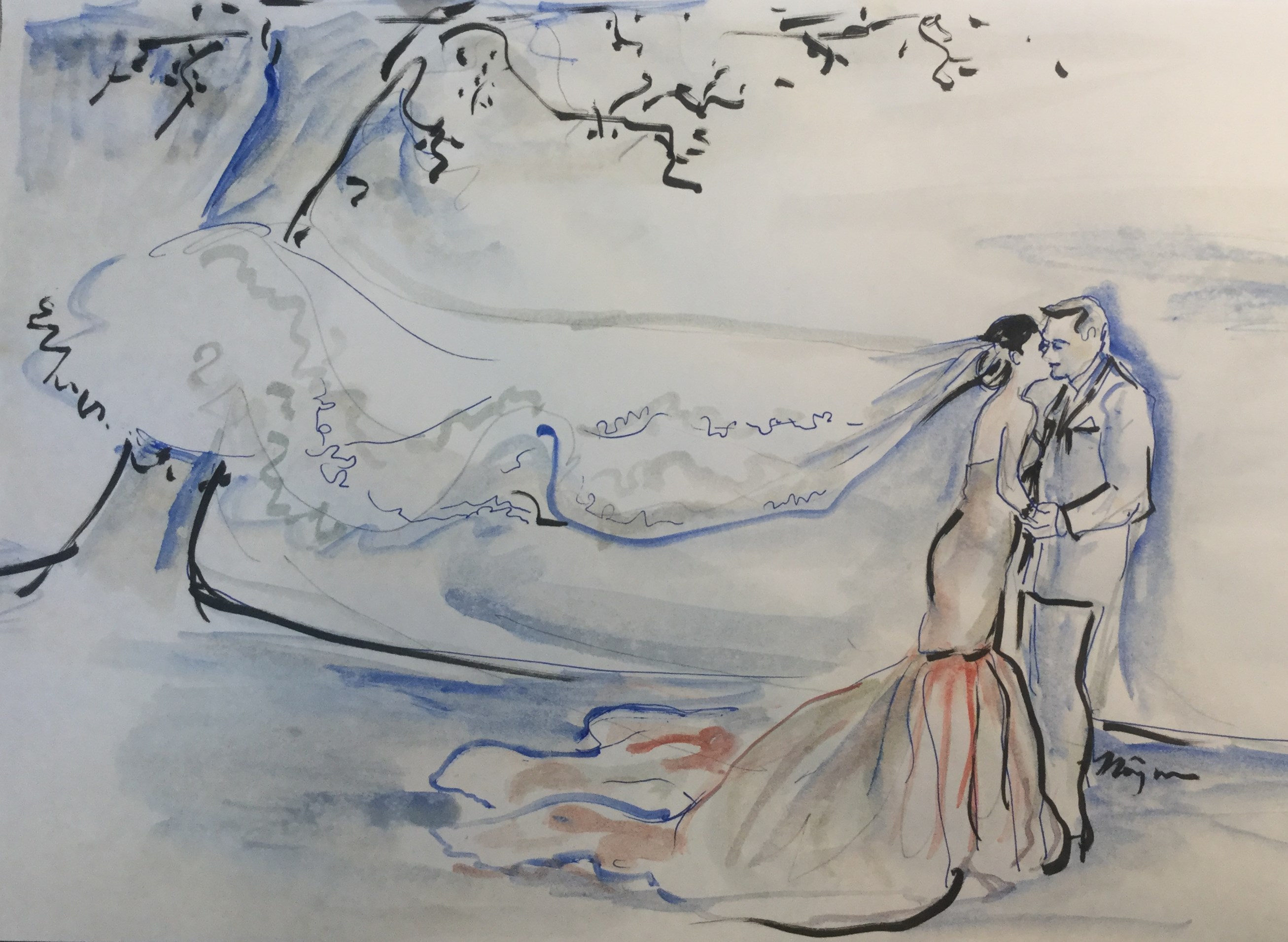 flowing veil sketch