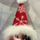 Thumbnail: Red and White Snowflake Santa Hat with Faux Fur Trim for your Monster Doll