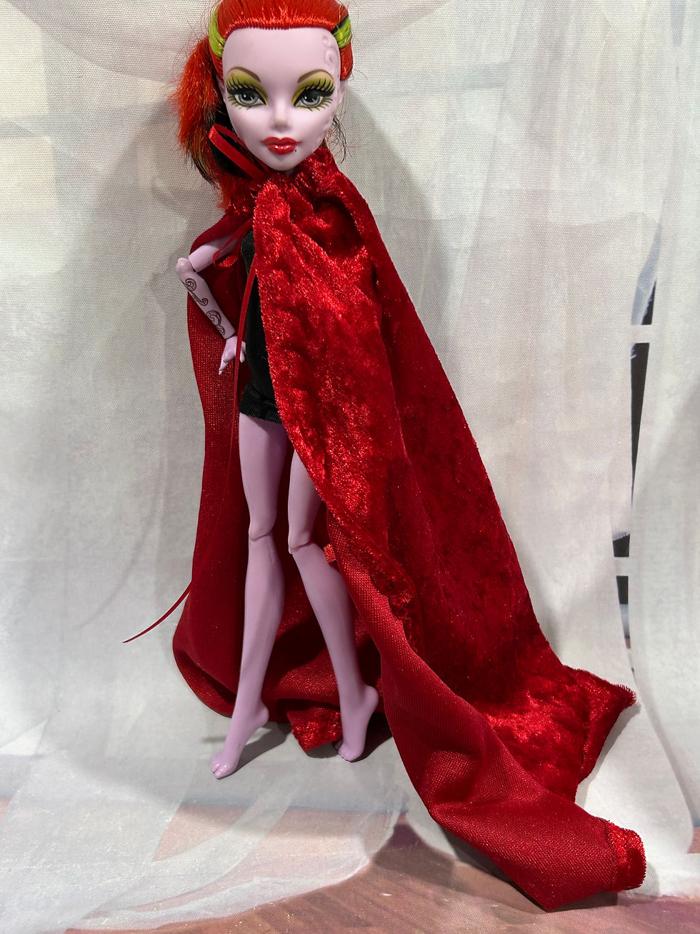 Thumbnail: Crushed Velvet Drawstring Cape for your 10-12" Fashion Dolls -Blue, Red OR Black