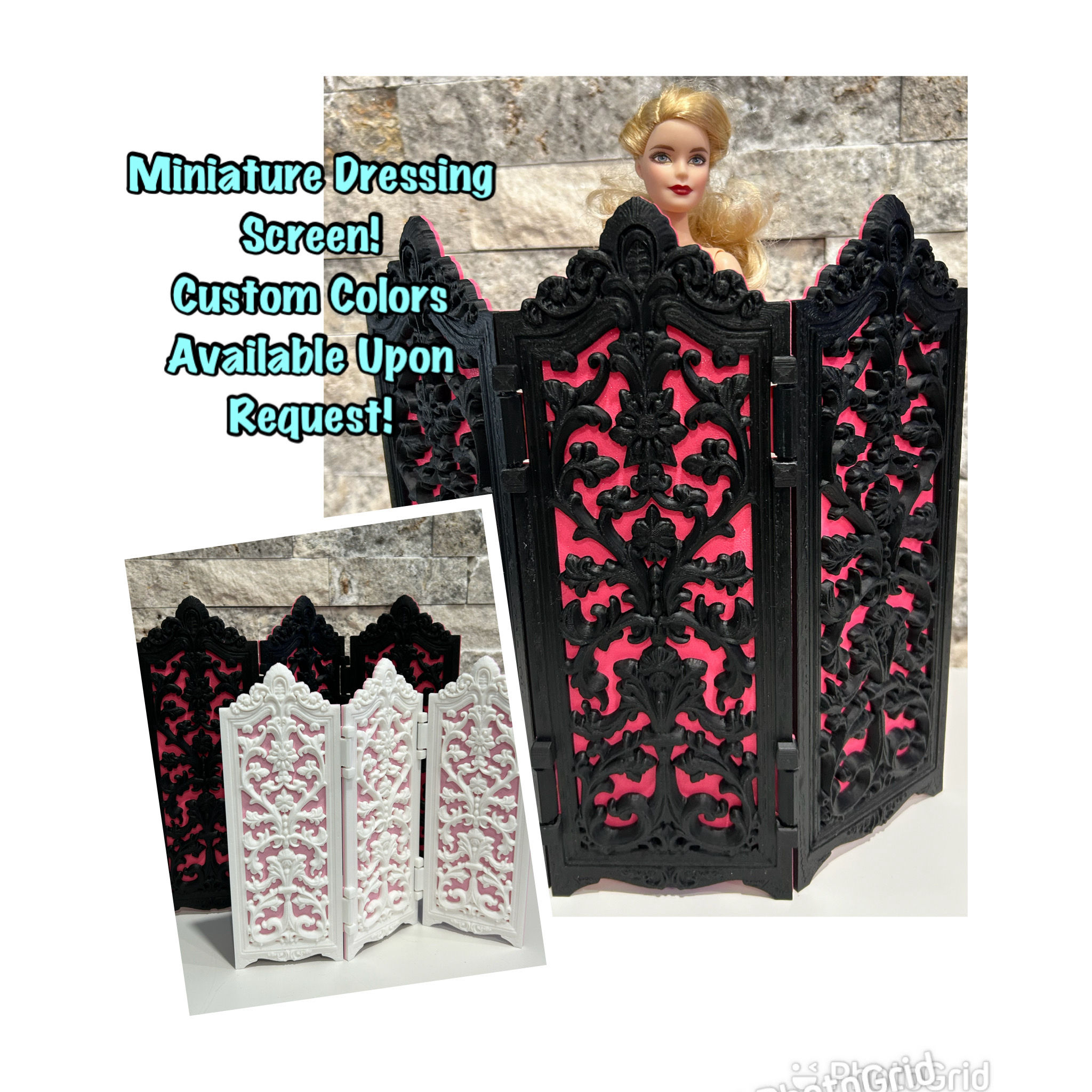 Miniature Dressing Screen for your Playscale Dolls -Large & Small Size Available