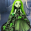 Thumbnail: Green and Black Skeleton Print High Low Gown for your 10" Rainbow Fashion Doll