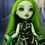 Thumbnail: Green and Black Skeleton Print High Low Gown for your 10" Rainbow Fashion Doll