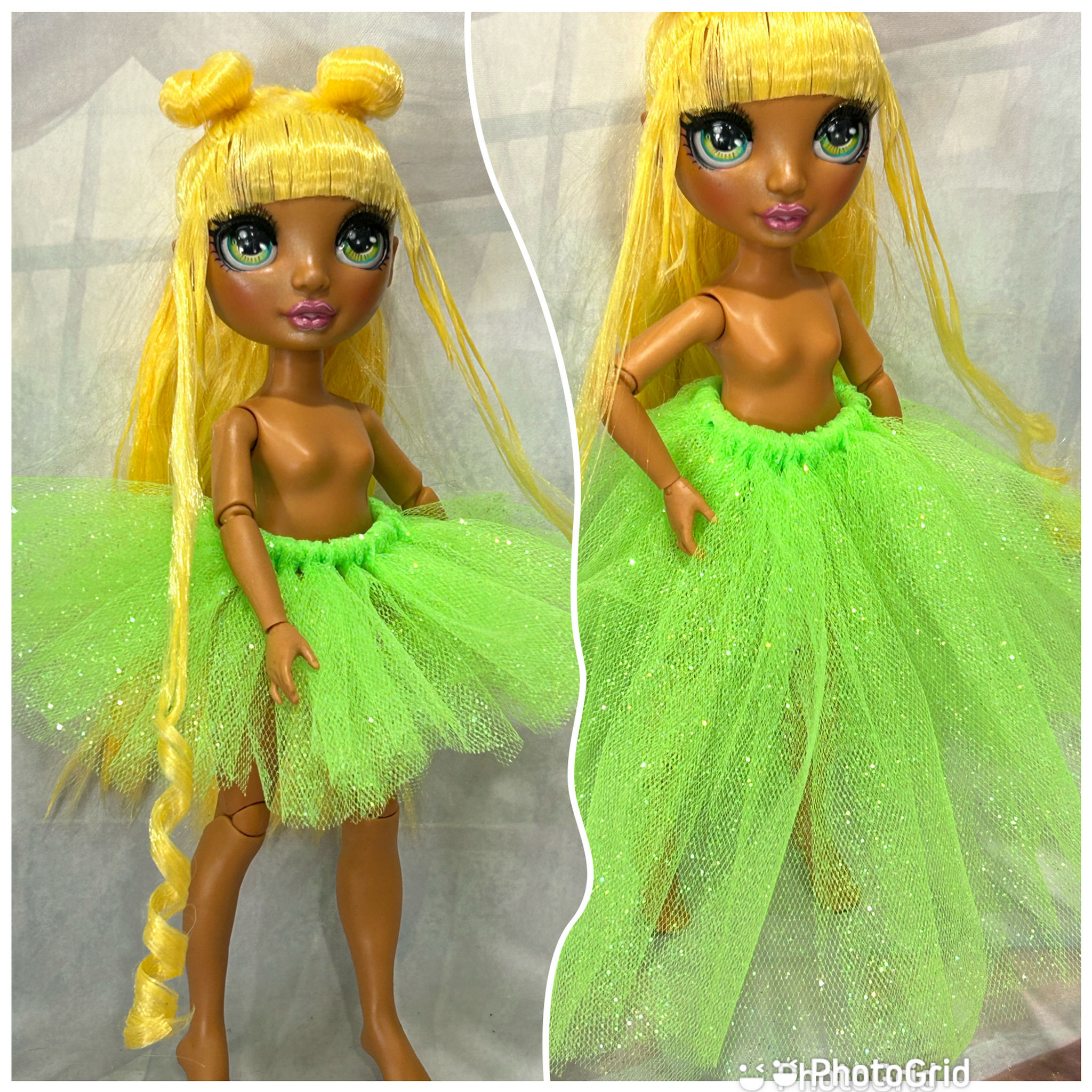 Bright Green Shimmer Tulle Skirt for your Rainbow or Shadow High Doll