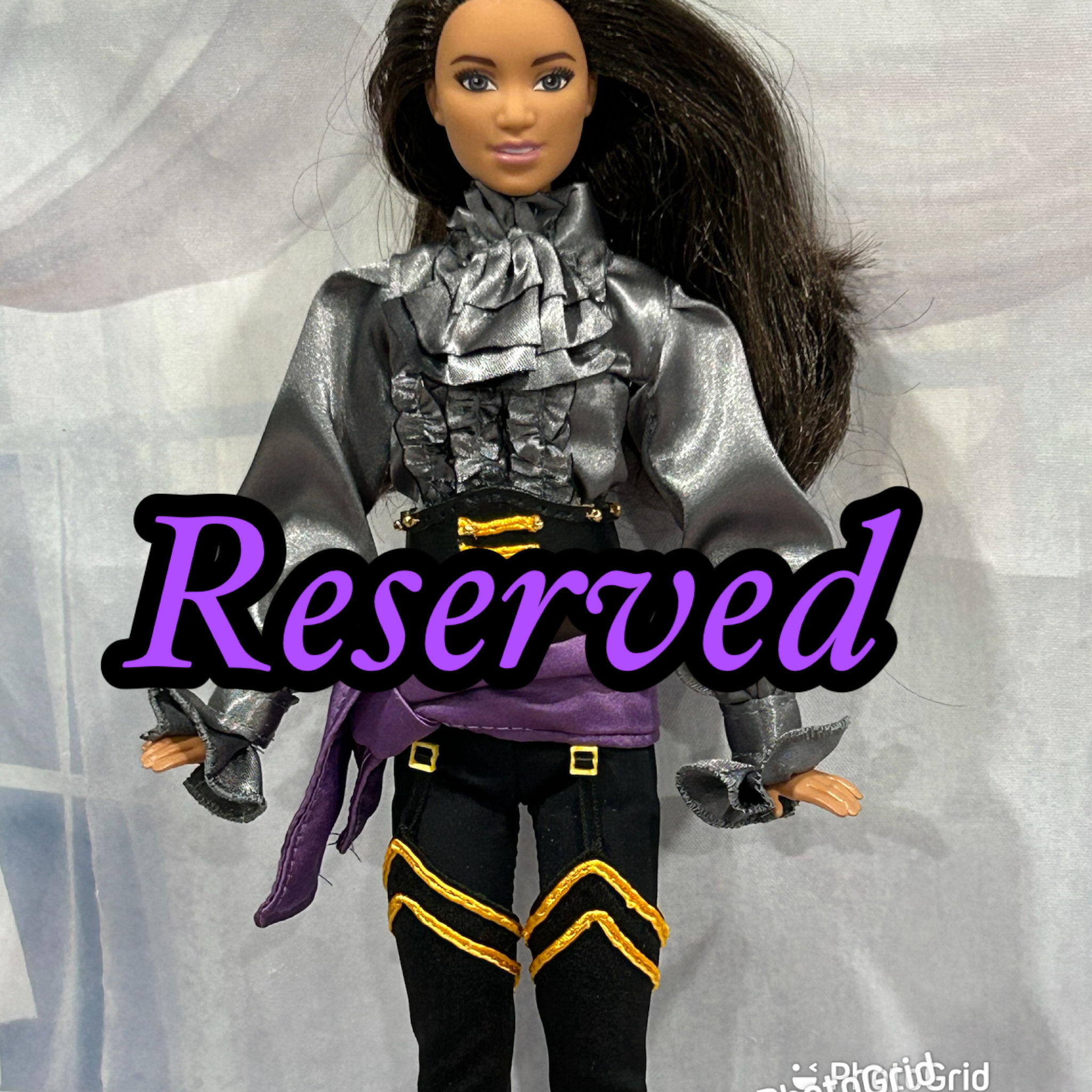 RESERVED - Custom Order FP For Sarah - Grey Top with Black Pants and Gold Accent