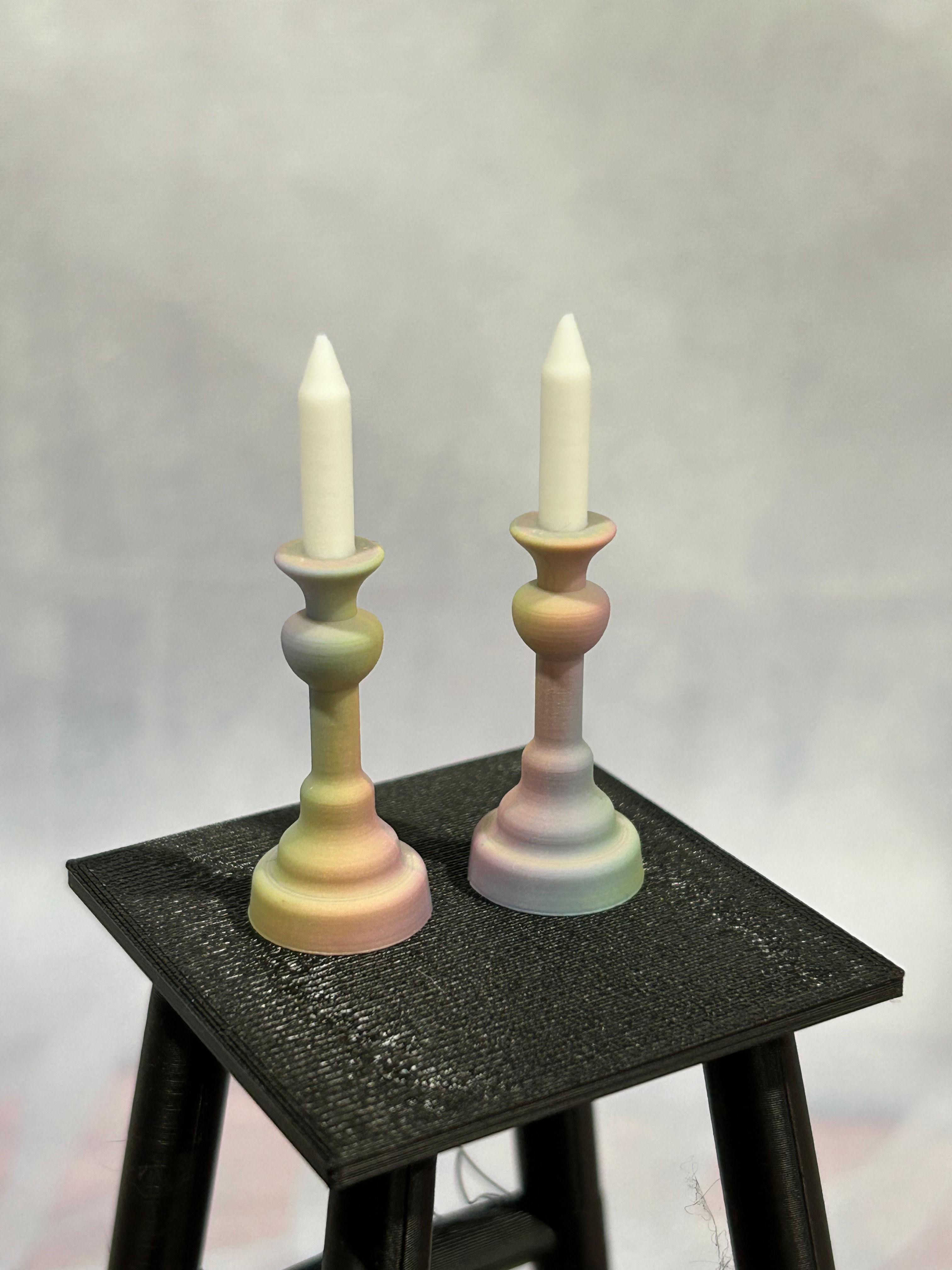 Pale Rainbow Swirl Candlesticks for your Playscale Dollhouse