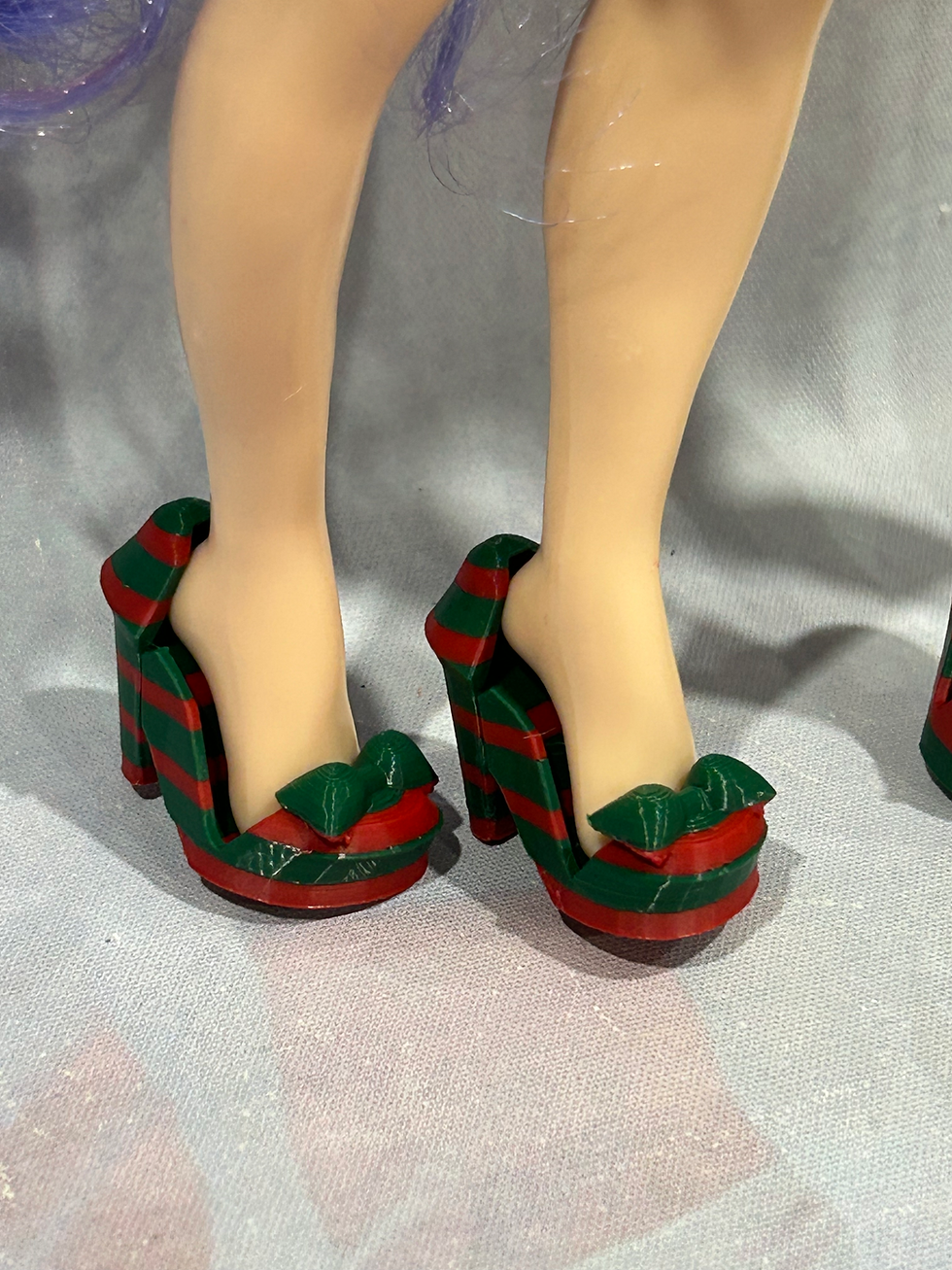 Thumbnail: HOLIDAY COLLECTION - Hunter Green and Red Striped Heels