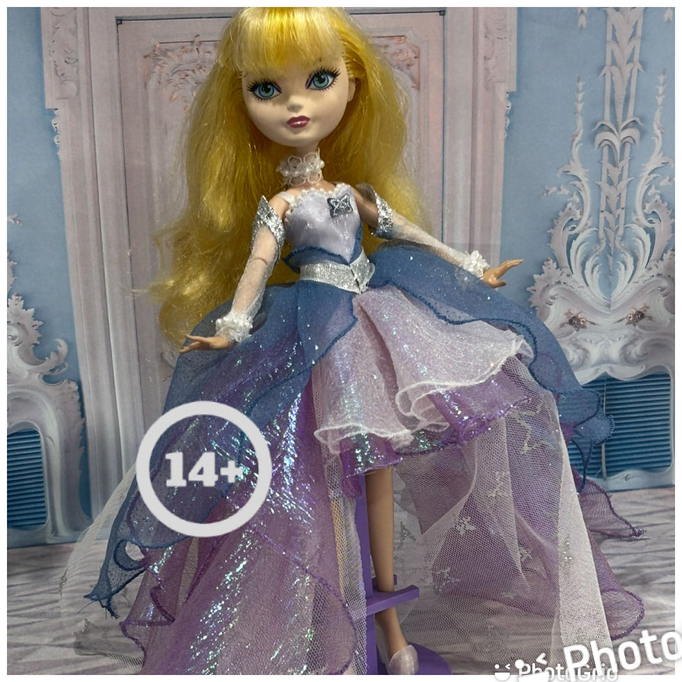 Thumbnail: Blue, Lavender and White Shimmer Gown for your Ever After Fashion Doll