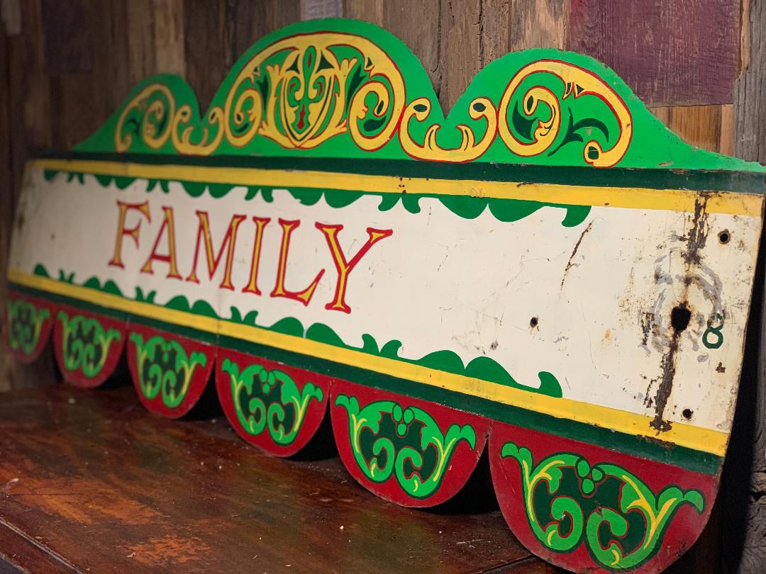 Fairground metal signage