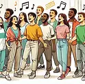 DALL·E 2025-03-08 12.43.24 - A sketch-style illustration of a cheerful and diverse choir g