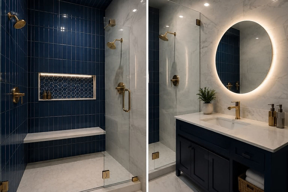 Bathroom remodeling project with custom tile instalation in chicago
