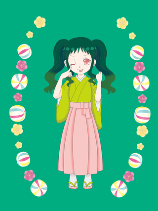 和髪色　深緑