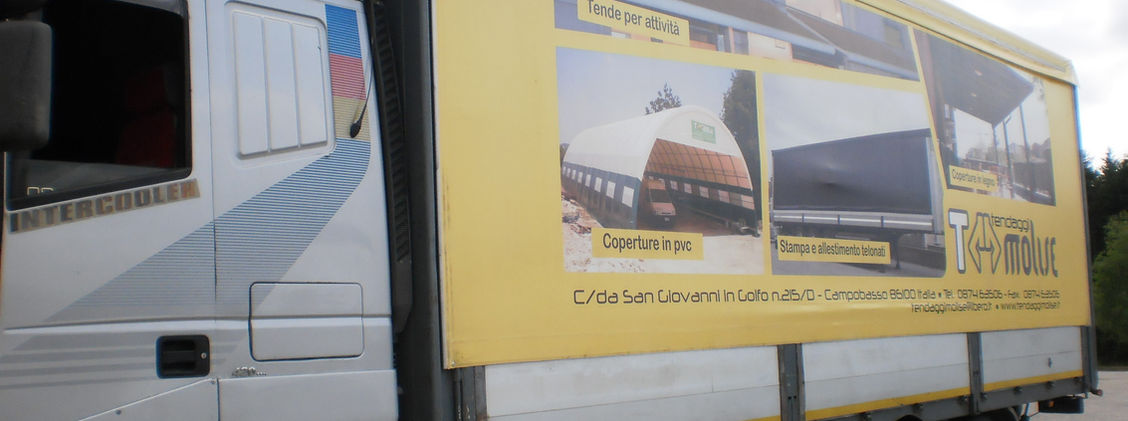 allestimento veicoli industriali per privati e attività, pubblicità su veicoli e mezzi industriali, telonificio in molise, grossista di tessuti in molise