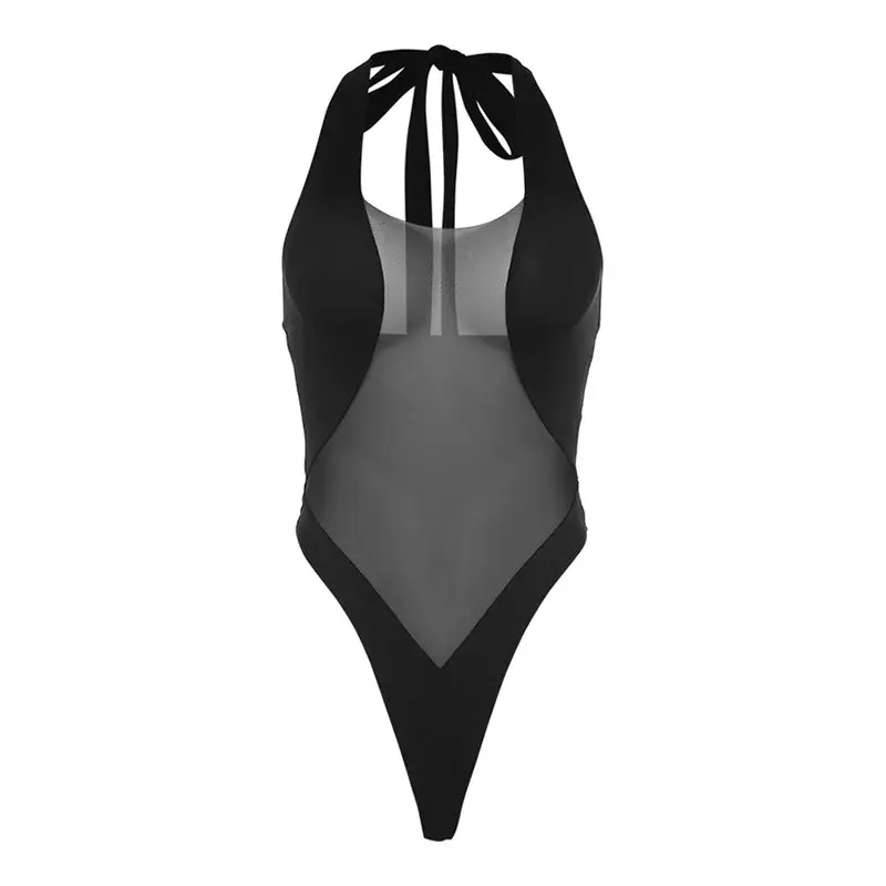 Thumbnail: Sexy Solid One Piece Mesh Backless Bikini