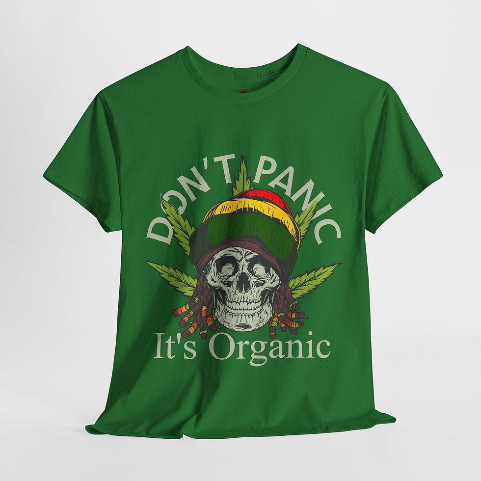 Thumbnail: Don't Panic Organic Heavy Cotton Tee - Skull Design