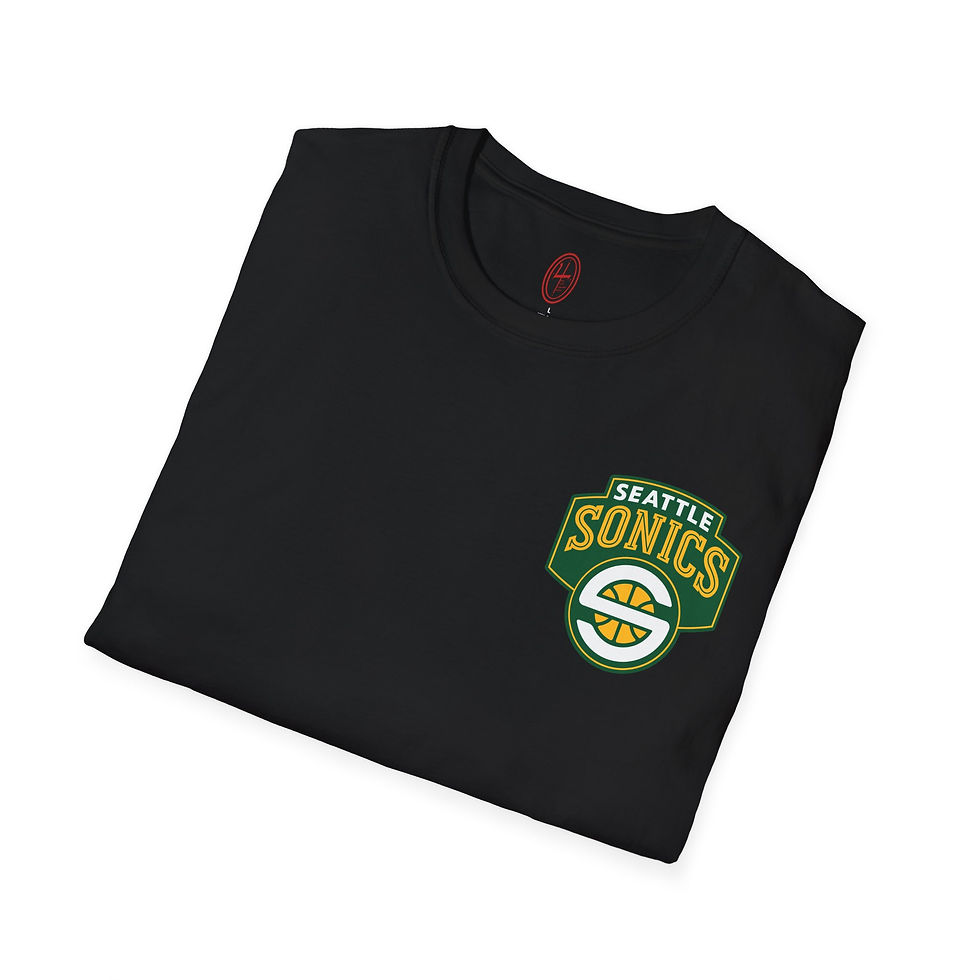 Thumbnail: Seattle Sonics Retro Vintage Basketball Graphic Tee Black