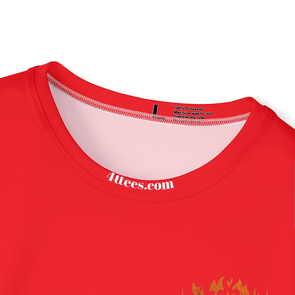 Thumbnail: Red T-shirt neckline with 4tees.com label