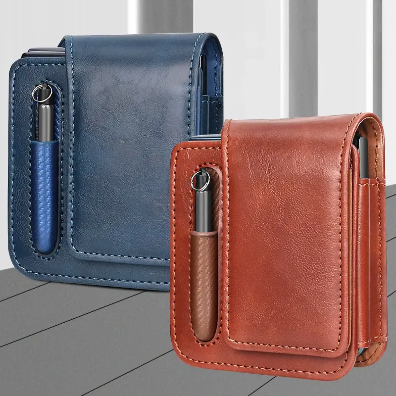 Belt-clip Samsung Galaxy Z Flip Durable Leather Cell Phone Holster