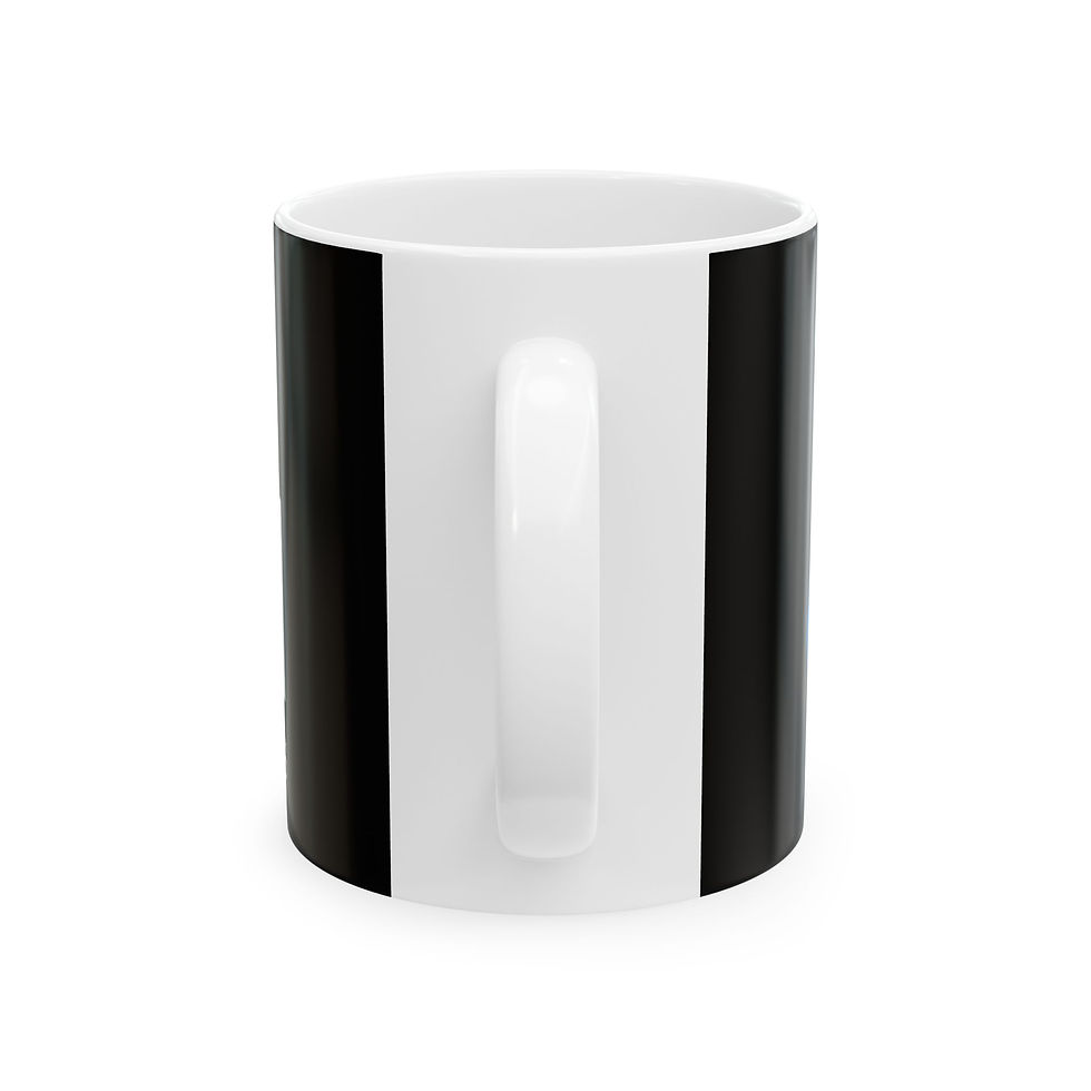 Black and white striped coffee mug