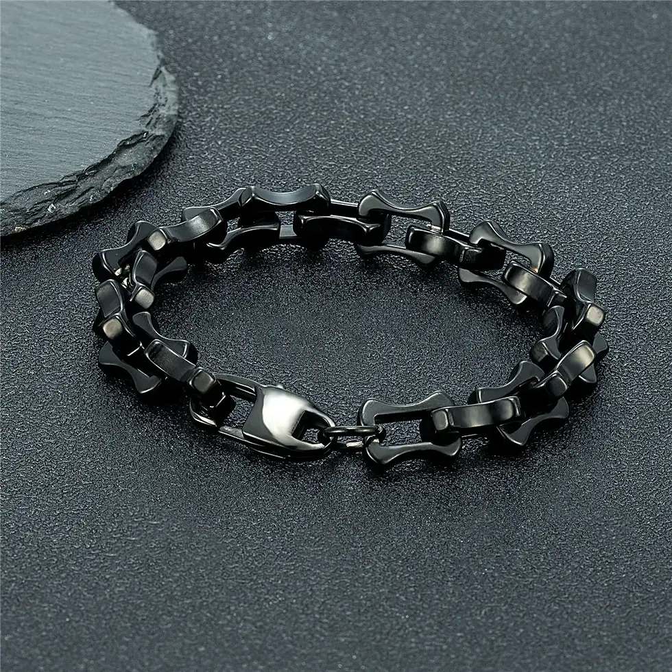 Thumbnail: Vintage Oxidized Black Chain Link Bracelet