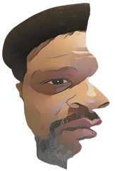 Caricature portrait of a man with a mustache