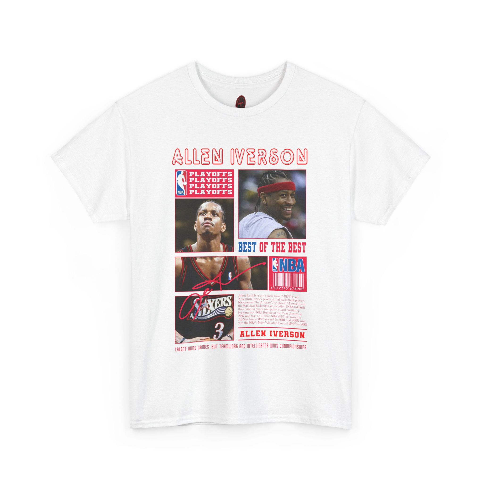 Unisex Allen Iverson Basketball Tee - NBA Playoffs Vintage Design White