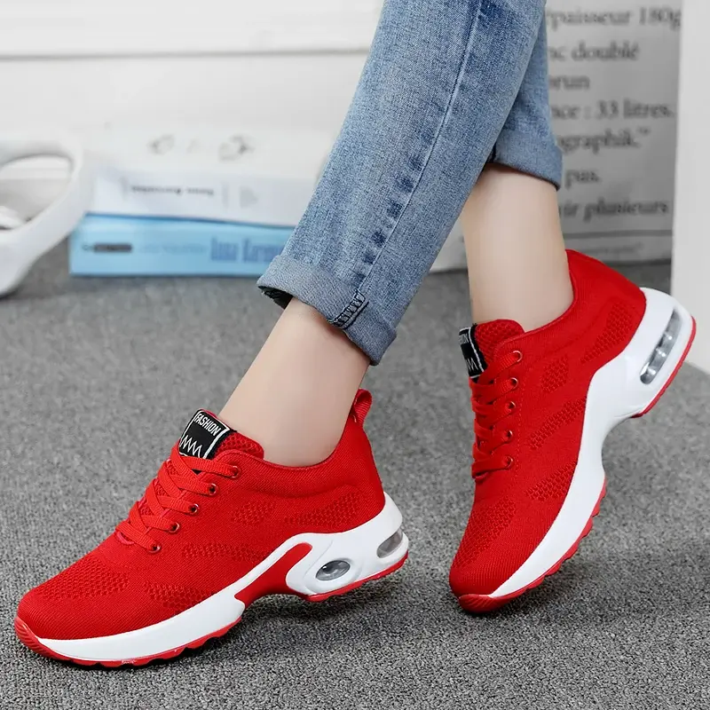 Women Lightweight Sneakers Breathable Mesh Air Cushion Lace Up Zapatos