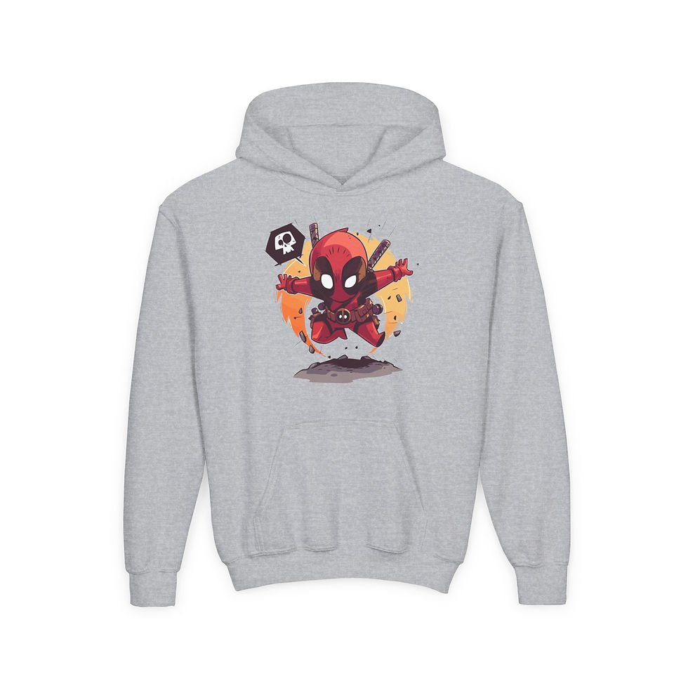 Thumbnail: Youth Heavy Blend Hooded Sweatshirt - Superhero Adventure Design
